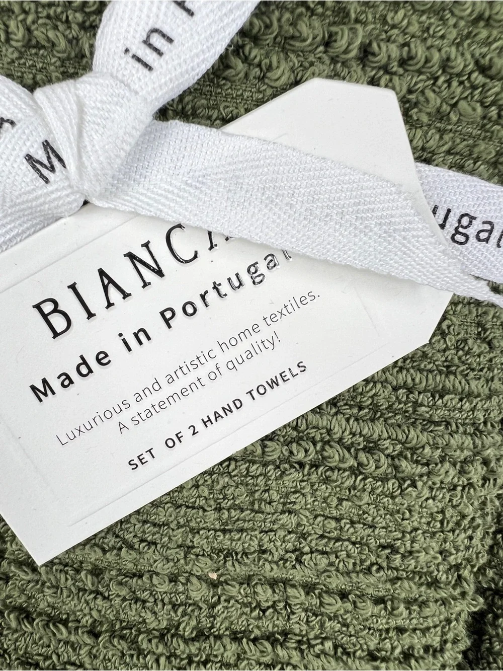 Bianca 6 Pc Bath Towel Set With Fringe 100% Cotton Olive Green Textured NEW